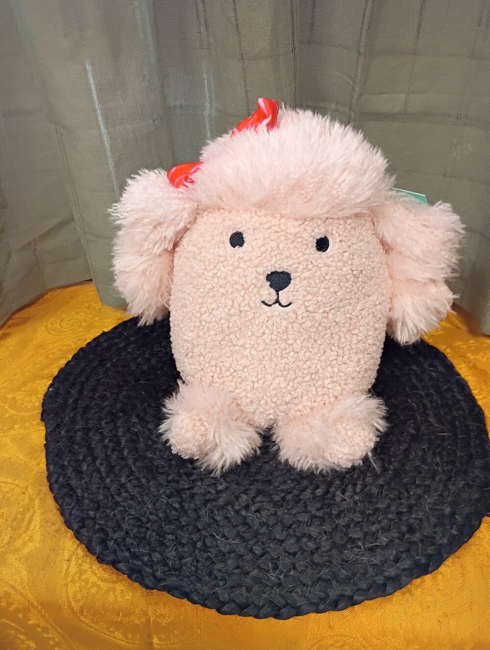 NWT Pillowfort Pink Poodle Weighted Plush Pillow Size 10"